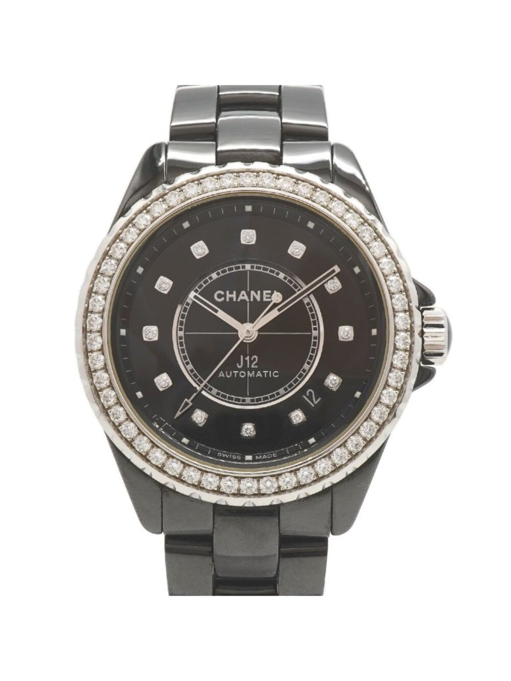 Chanel Caliber 12.1 Diamond Bezel Black Dial Watch